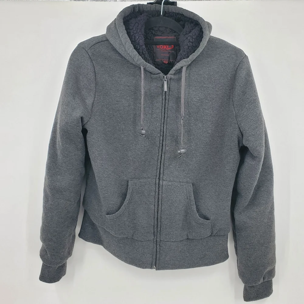 ◇◇ Yoki Gray Sherpa Lined Hoodie Size Youth Large