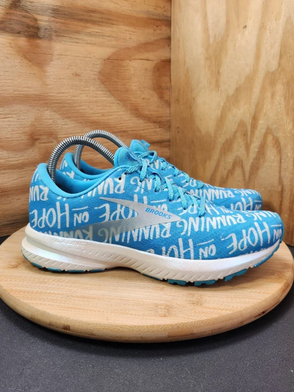 Brooks Launch 7 Womens Blue Running On Hope Brave Like Gabe Shoes Size 8.5