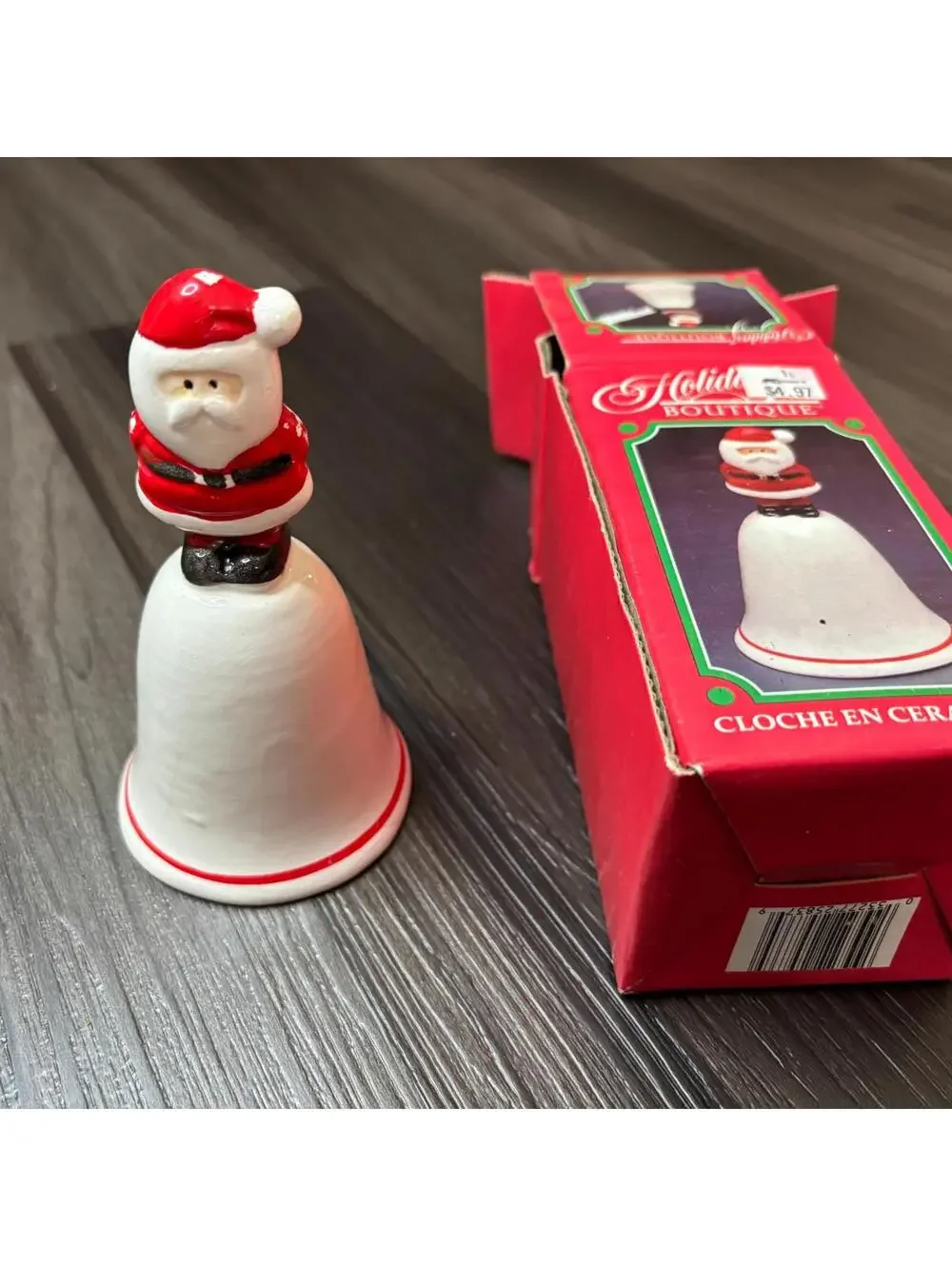 Vintage Holiday Boutique Christmas Ceramic Santa Bell 5