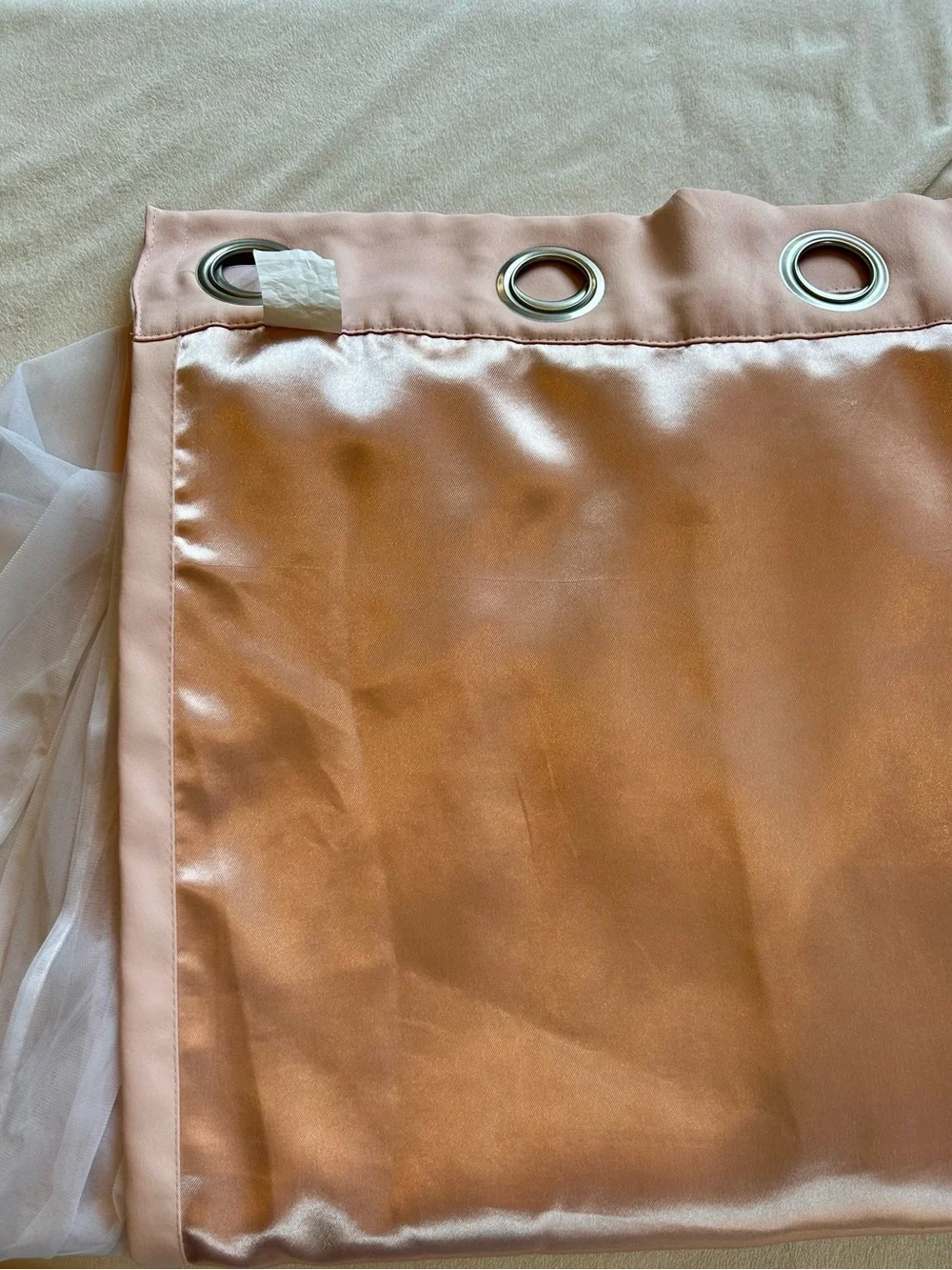 Blush Pink Blackout Curtains with White Sheer Panels 52x84