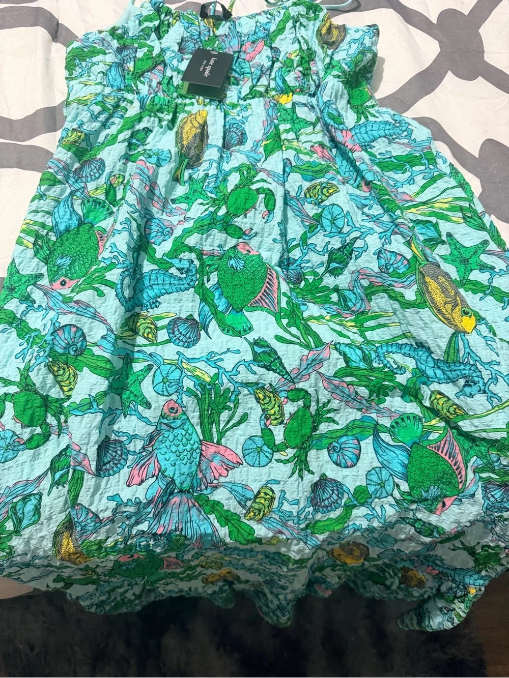 kate spade Light Blue Tropical Fish Print Midi Dress