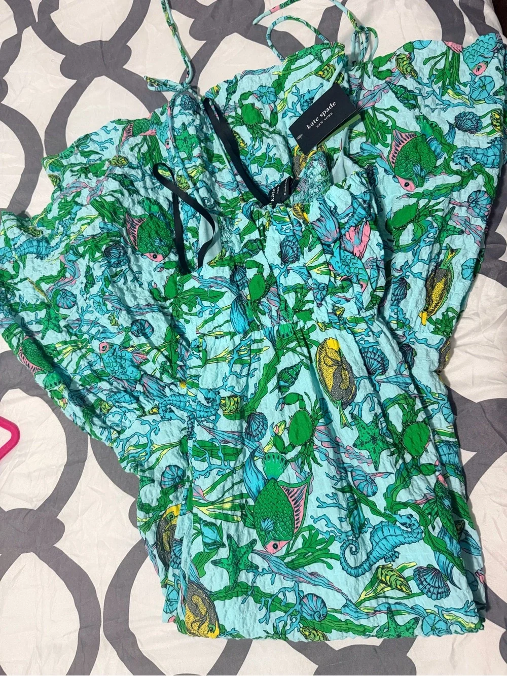 kate spade Light Blue Tropical Fish Print Midi Dress