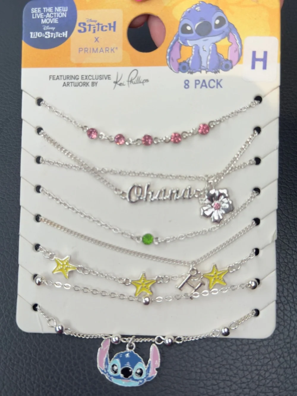 Girls' Pink & Yellow Charm Bracelet Set with Stitch Pendant