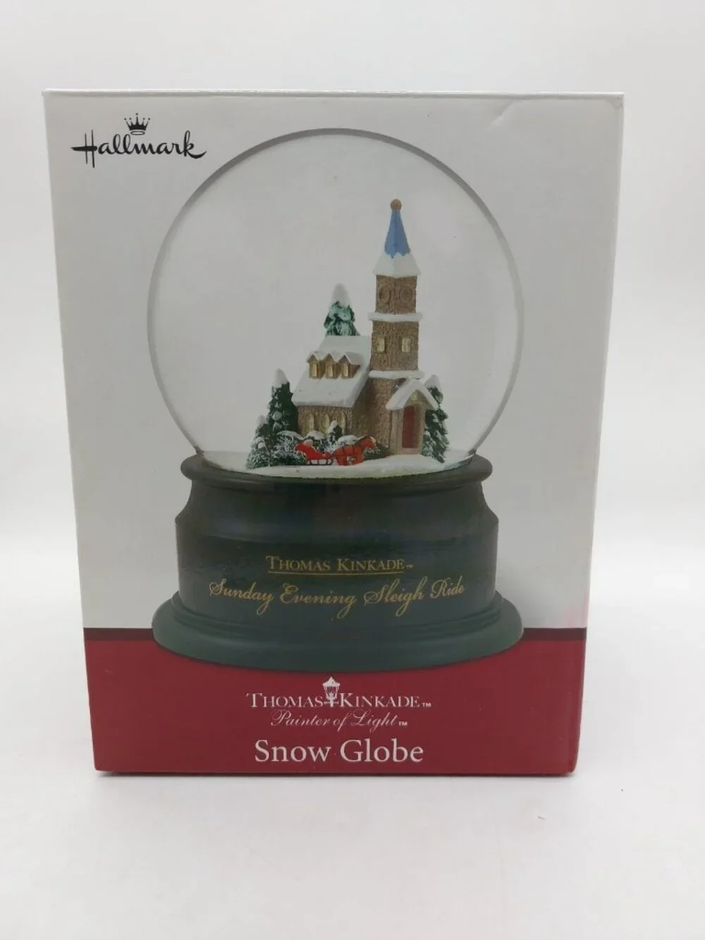Hallmark Sunday Evening Sleigh Ride Snow Globe Snowglobe Water Thomas Kinkade
