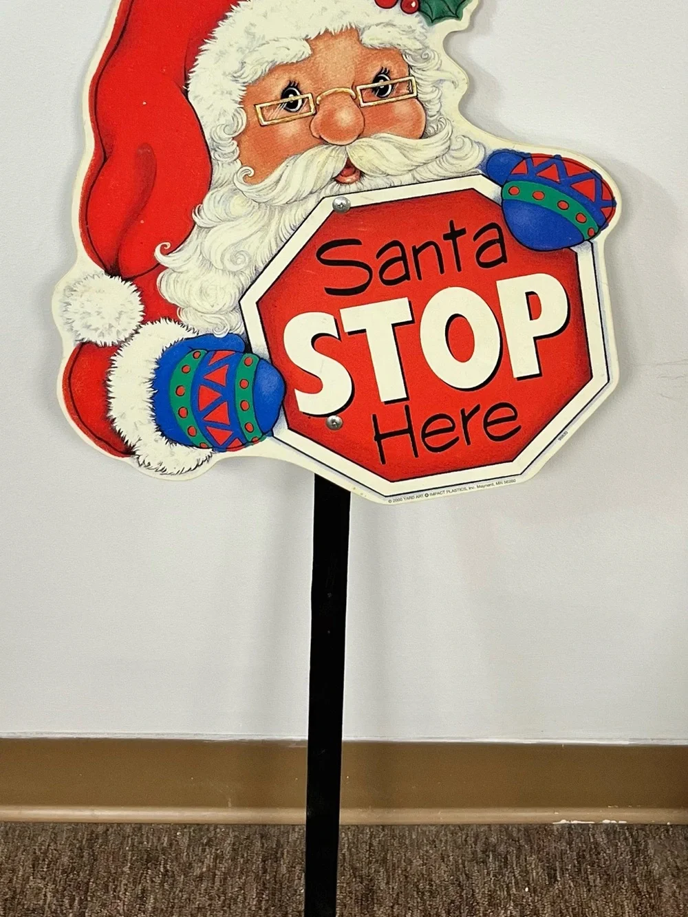 Vintage Santa Stop Here Red Holiday Yard Sign 🎅