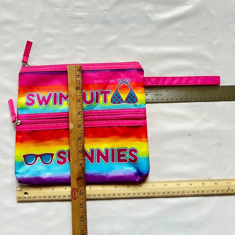 3C4G Stuff Bag swimsuit Pink Rainbow sunnies  2 in 1 Wet Dry rare color pattern
