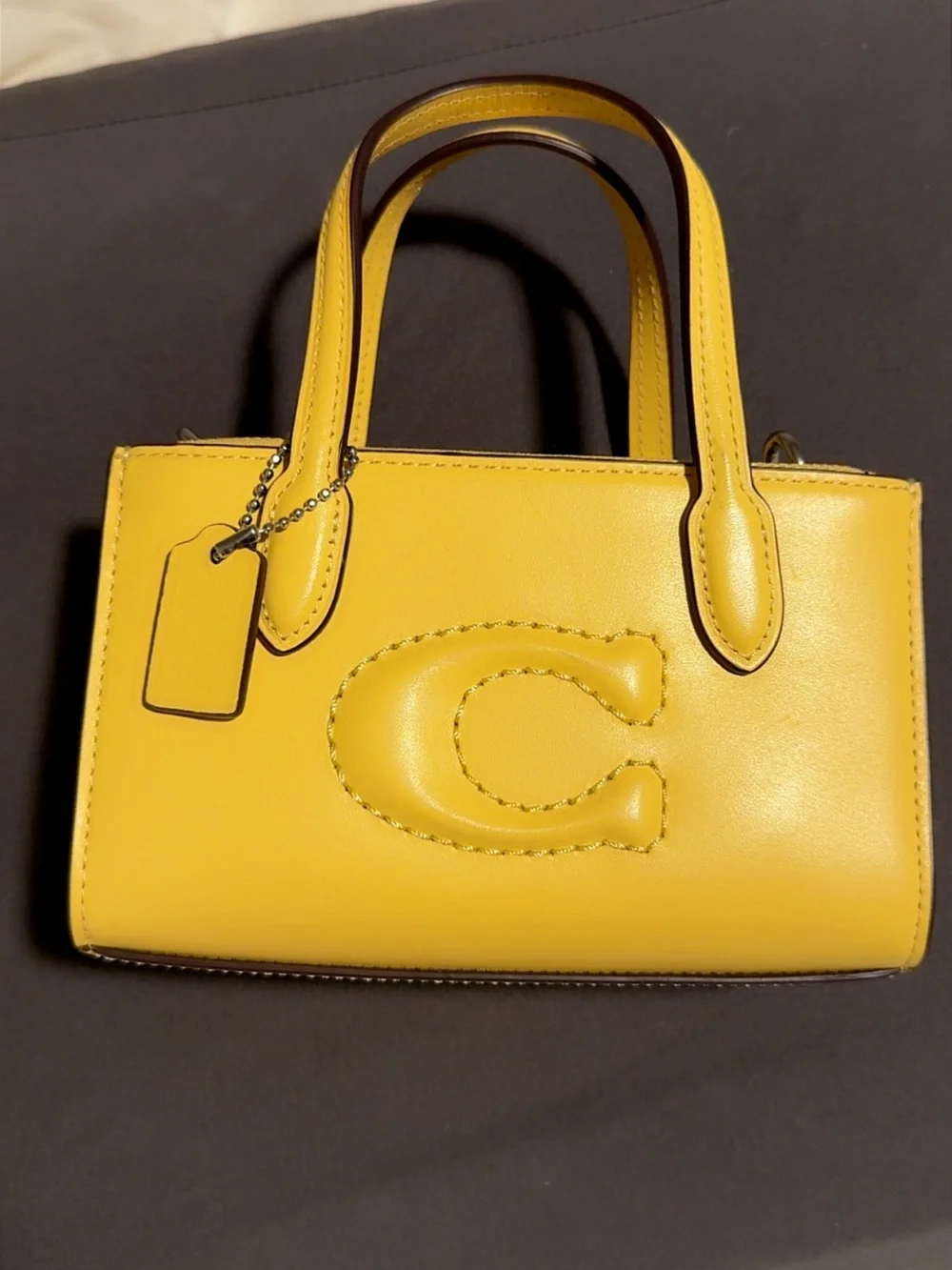 Coach Yellow Leather Mini Tote with Signature 'C'