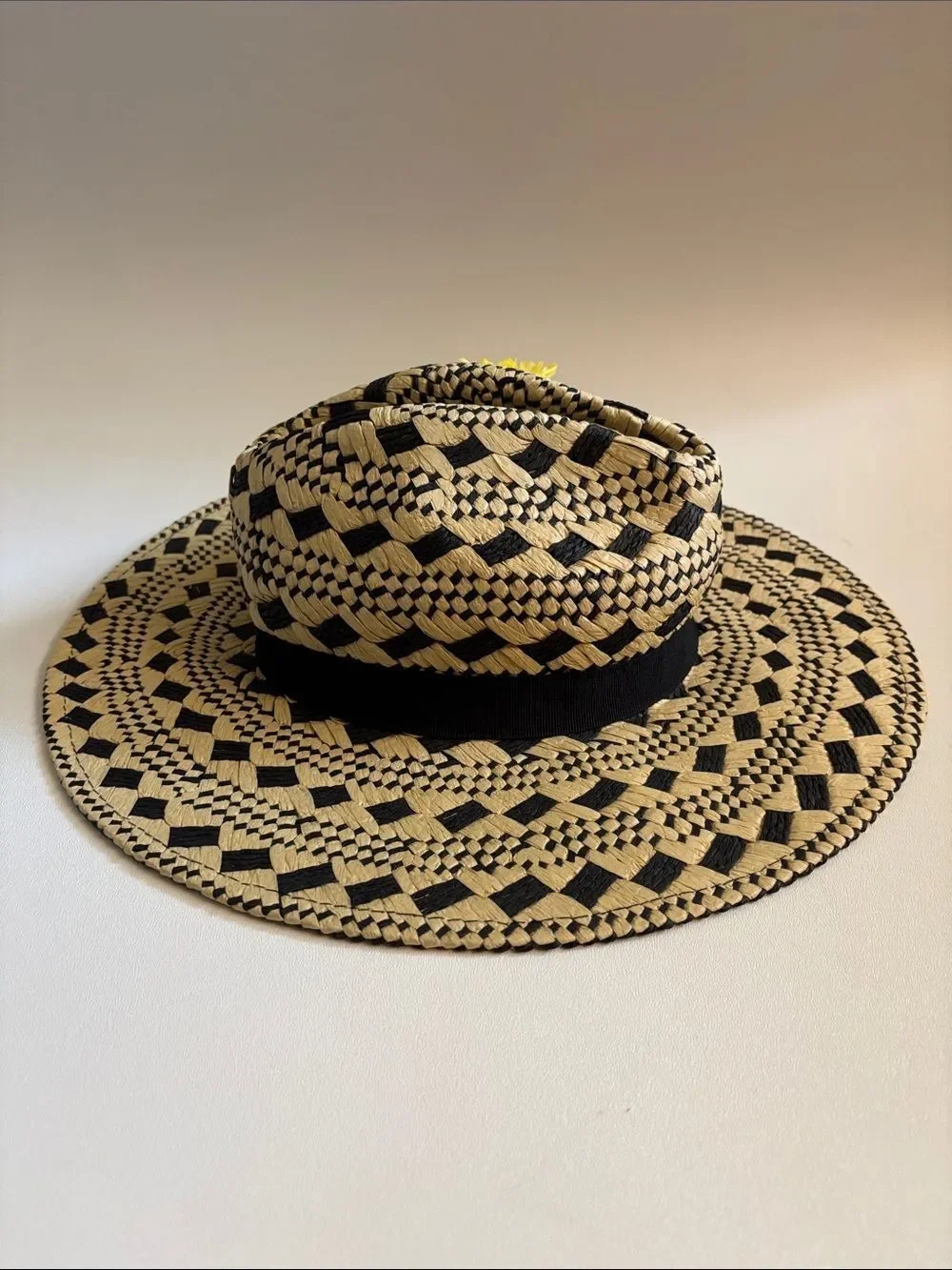 Vintage Helene Berman Resort Pom Pom Straw Hat ~ New With Tags ~ Made in Italy