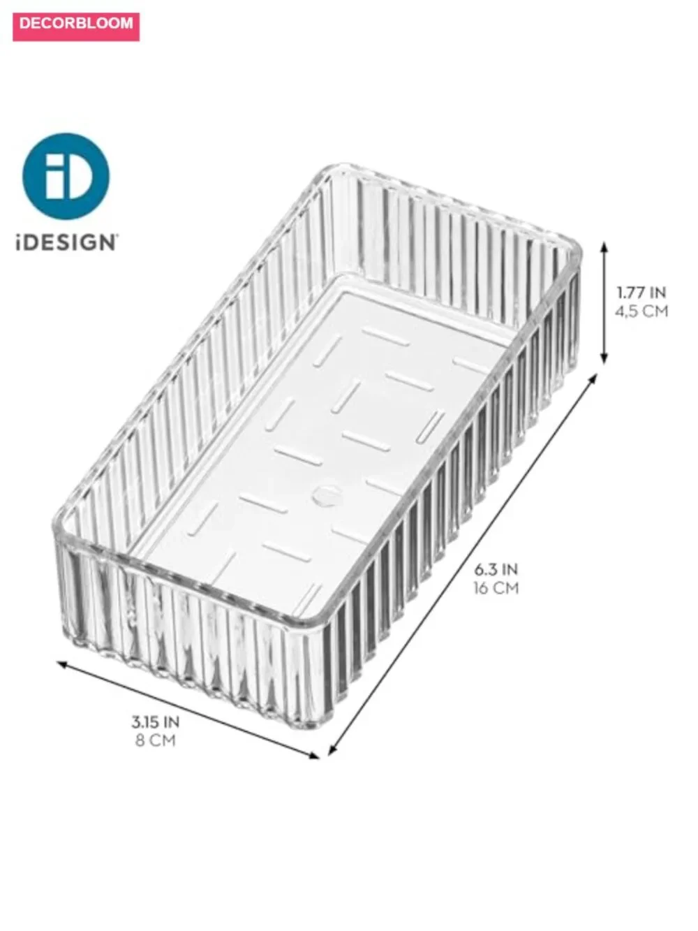 Fluted Makeup Drawer Organizer Small Clear Plastic Storage Bin