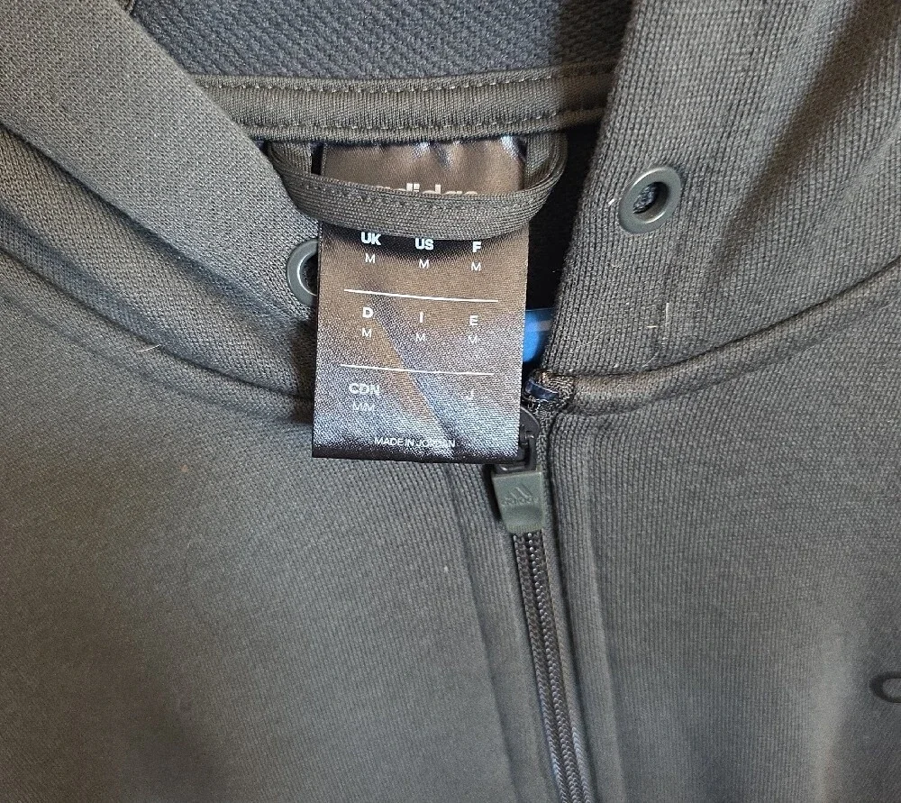 adidas Men's Olive Zip-Up Track Hoodie with Black Stripes