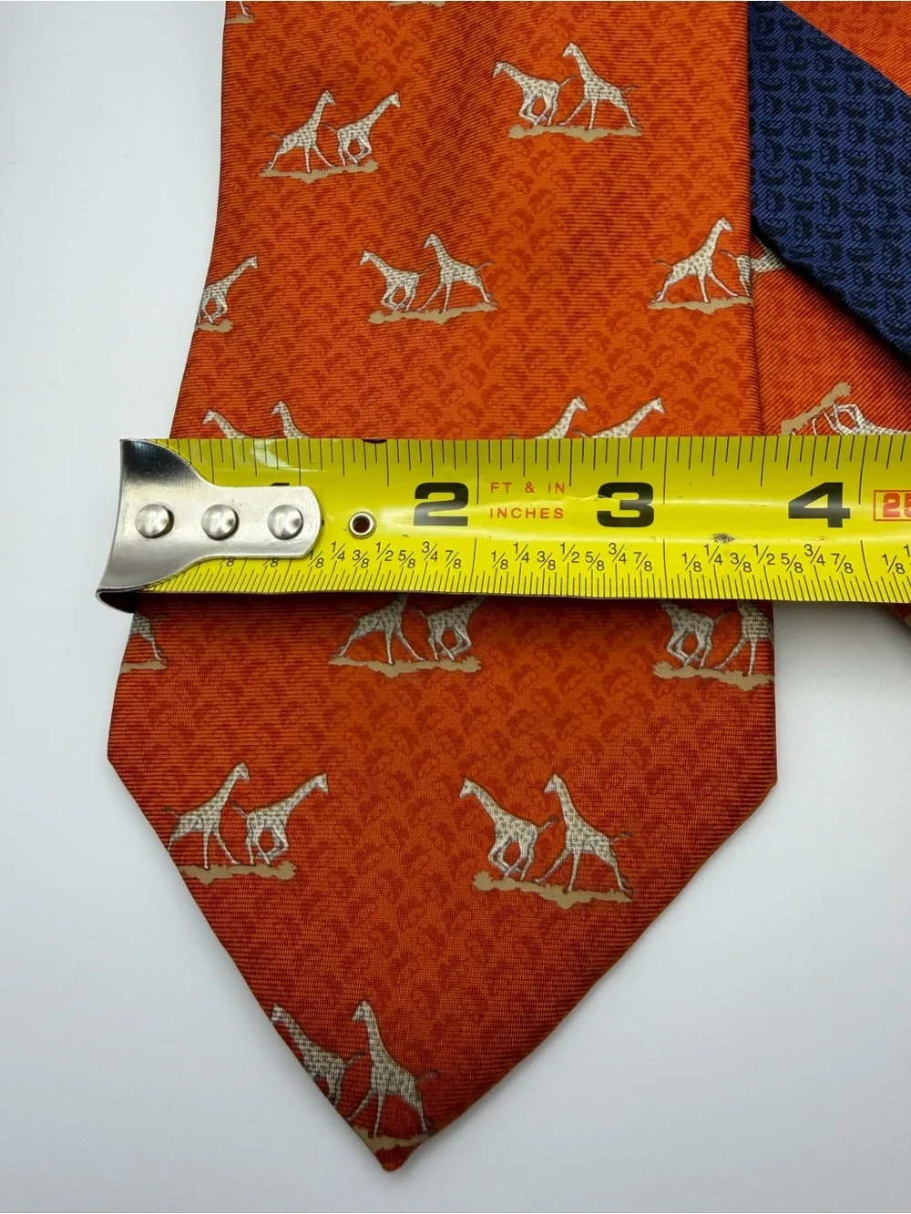 Tommy Hilfiger Silk Tie Orange Giraffe Animal Novelty Made USA Italy Print