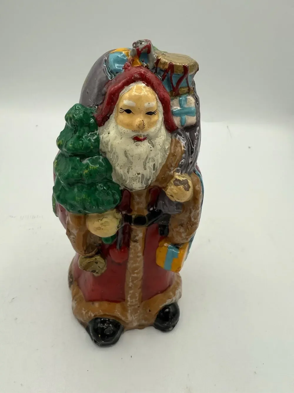 Vintage Old World Santa Claus Figural Christmas Candle 5 Inch Holiday Decor