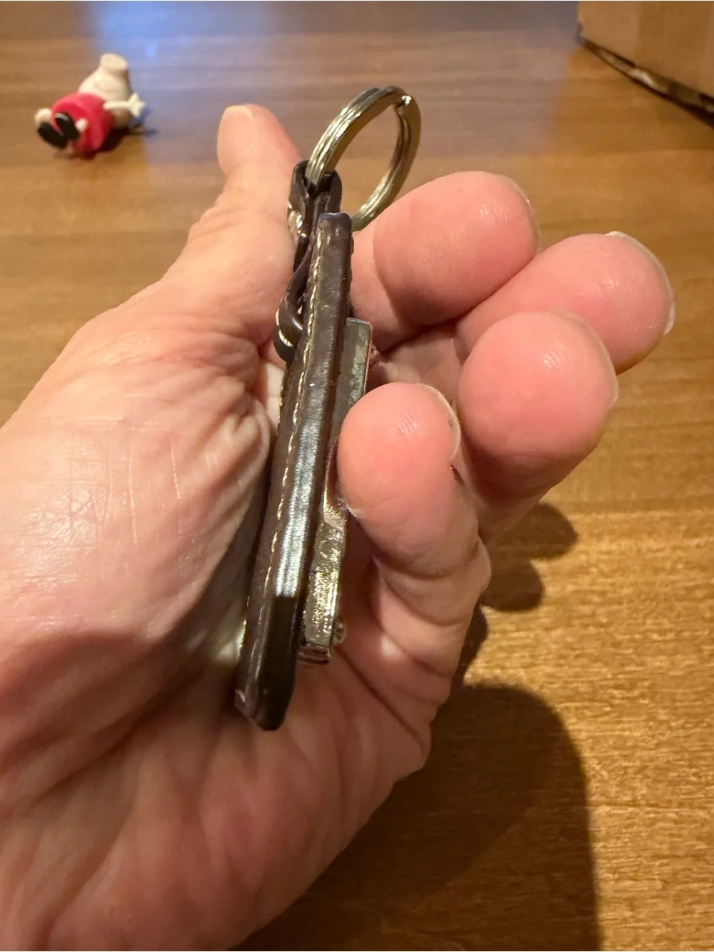 Tignanello Key Ring Keychain Dark Brown Leather