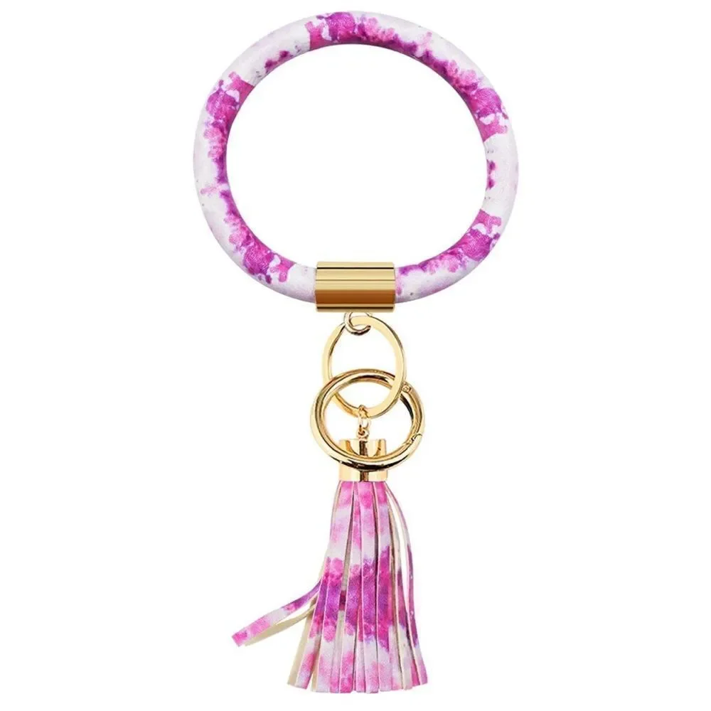 Pink tye dye key ring bracelet