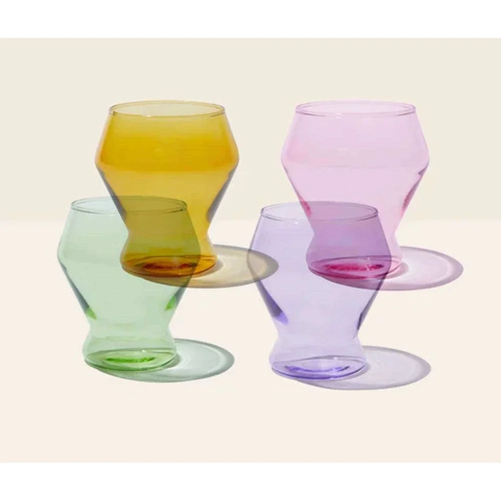 Yield Millennium Stemless Glasses Set of 4 10oz Multicolor NEW Borosilicate