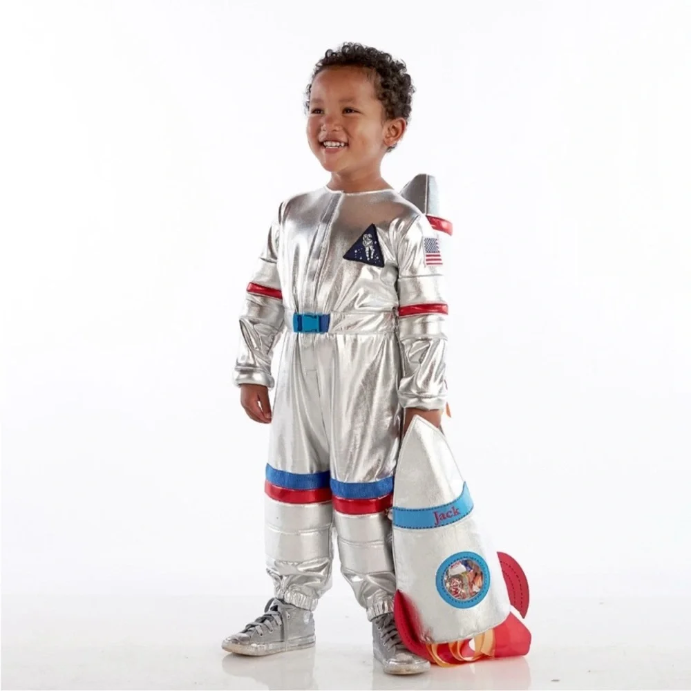 Pottery Barn Kids Silver Astronaut Costume with Red and Blue Accents