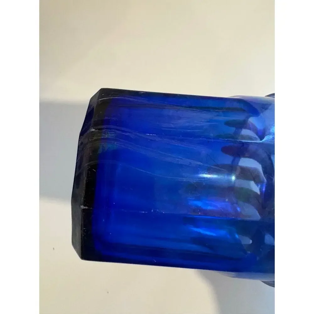 Set of 6 Vintage 500 Cobalt Blue Iridescent Glasses Tumblers made in France