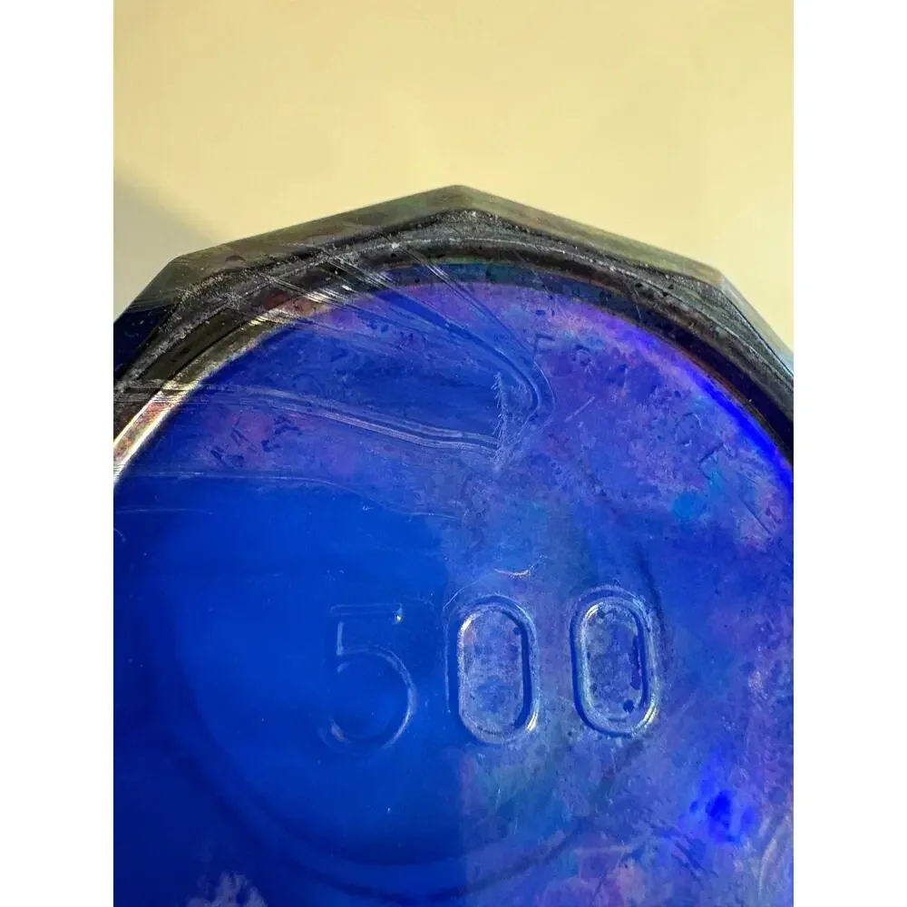 Set of 6 Vintage 500 Cobalt Blue Iridescent Glasses Tumblers made in France