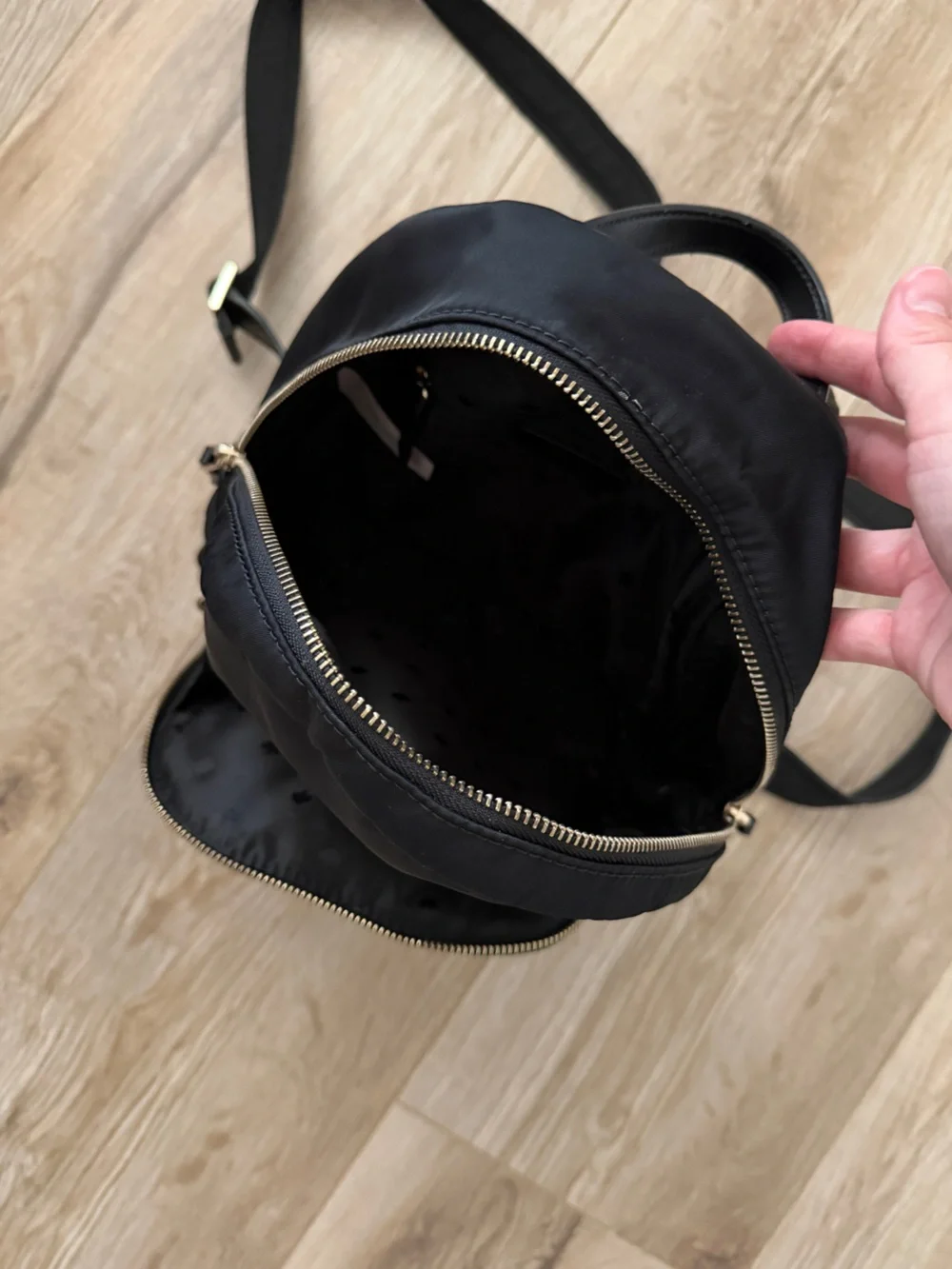 kate spade Black Nylon Mini Backpack with Gold Hardware
