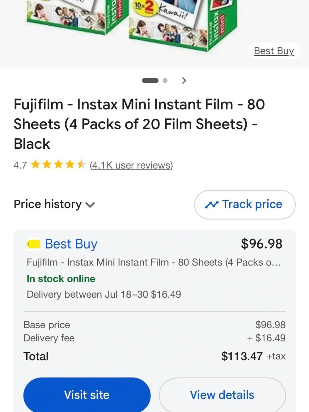 Fujifilm Instax Mini Instant Film - LOT OF 4 - 80 Count Total