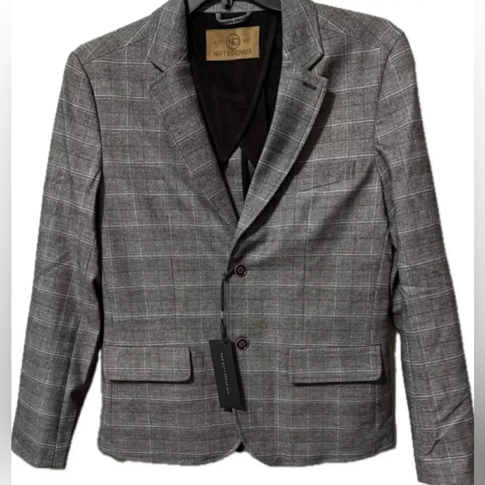 Nifty Genius Blazer Sports Coat Gray Multi Mens Size XS