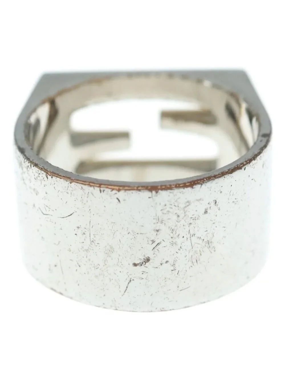 Fendi FF Motif Signet Ring Silver
