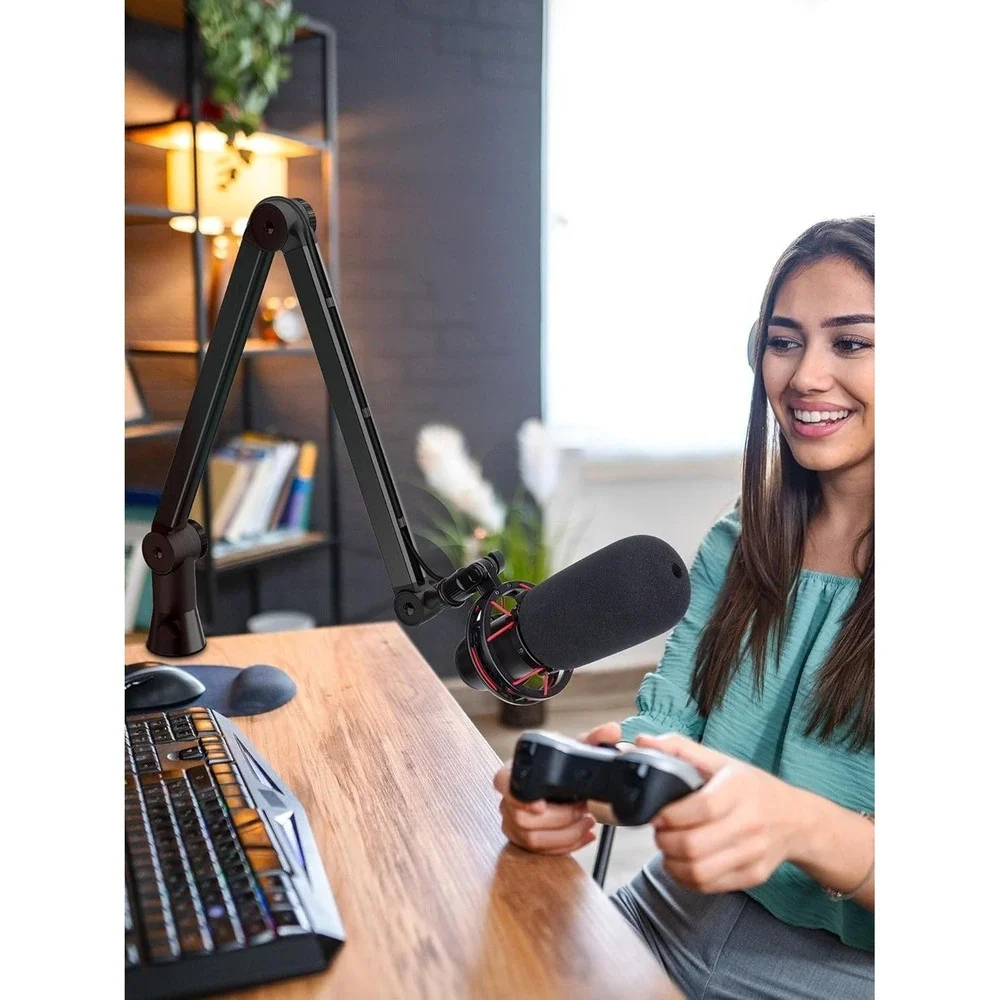 SUNMON QuadCast Boom Arm Heavy Duty Mic Stand w‎ Pop Filter 360 Clamp