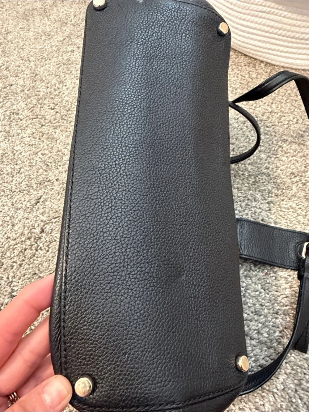 Kate Spade Black Pebbled Leather- handbag w/ three separate compartments,