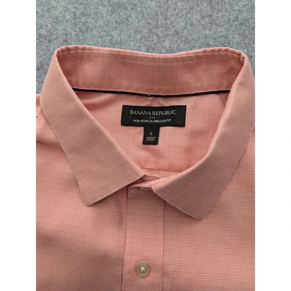 Banana Republic Men's Shirt Large Pink Button Up Non-iron Standard Fit