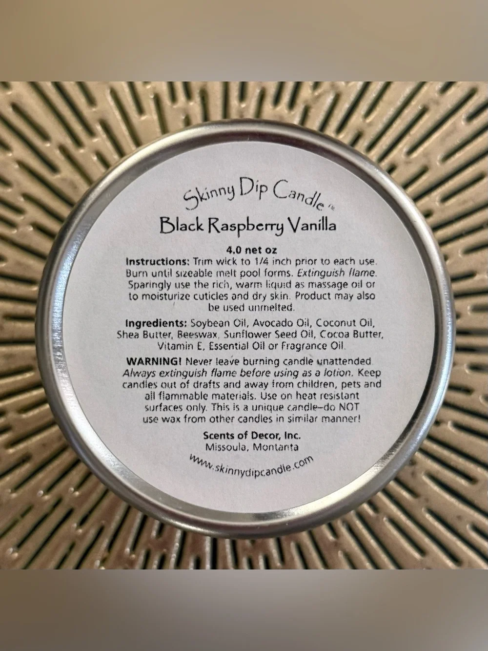 SKINNY DIP || Black Raspberry Vanilla Massage Lotion Candle - 4oz Tin ✨NWT✨