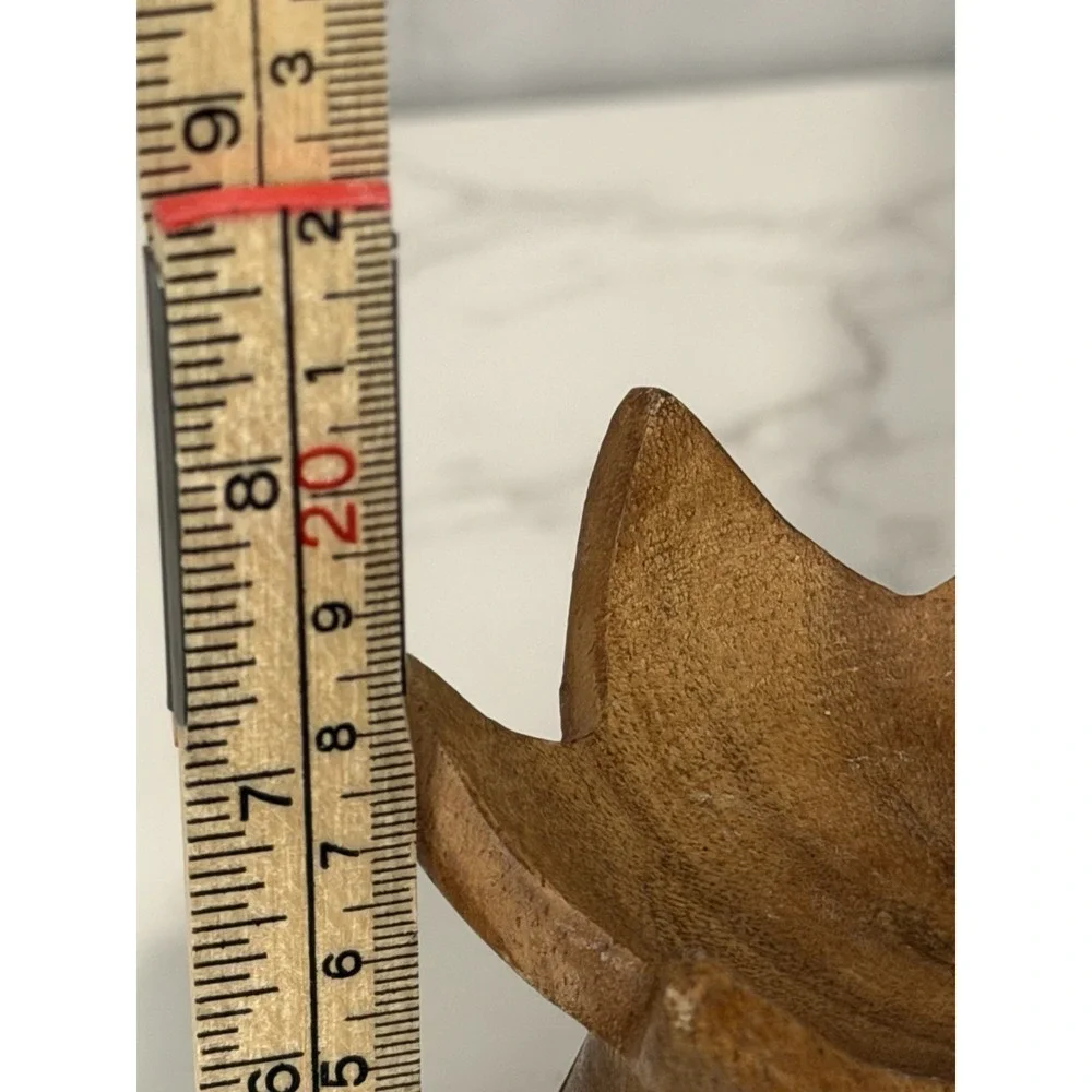 Vintage Hand Carved Wood Pillar Candle Holder Made in Philippines 8