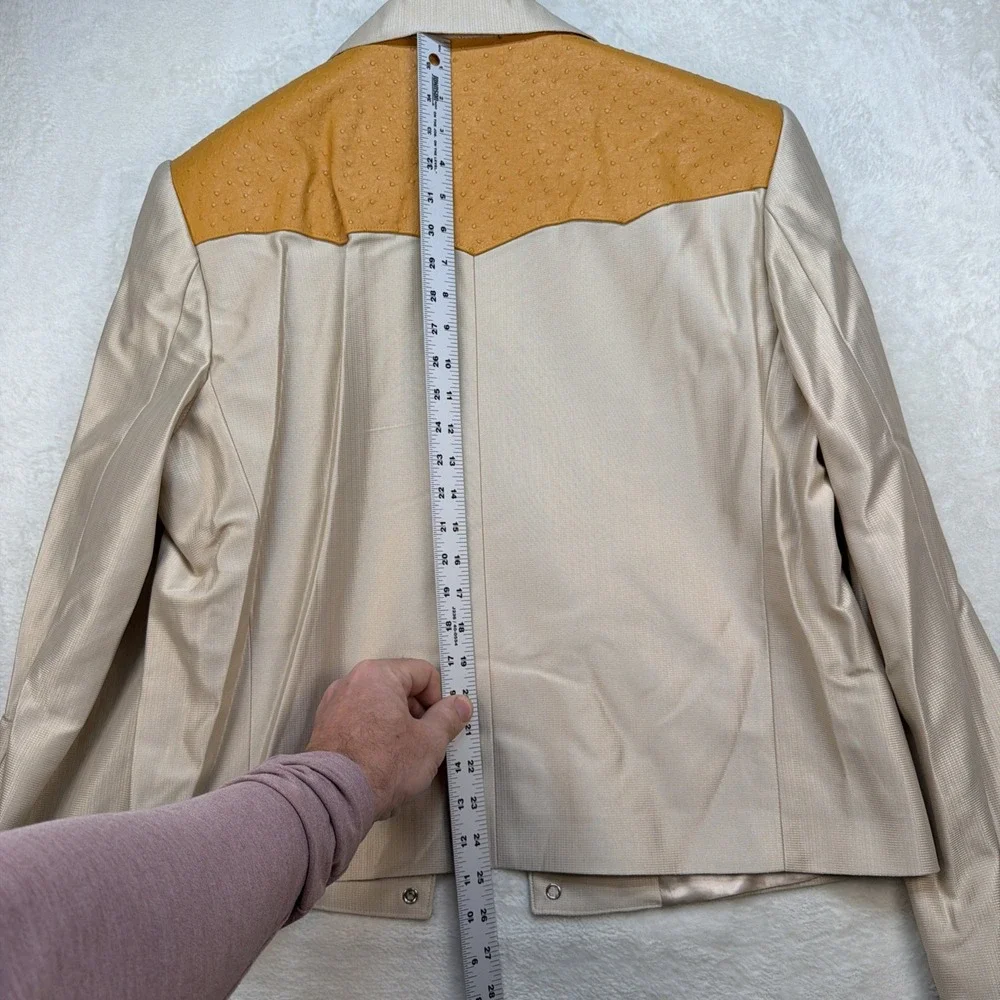 Vintage Western Cowboy Suit Pearl Snap Rodeo Rockabilly Stage Tan 48x40