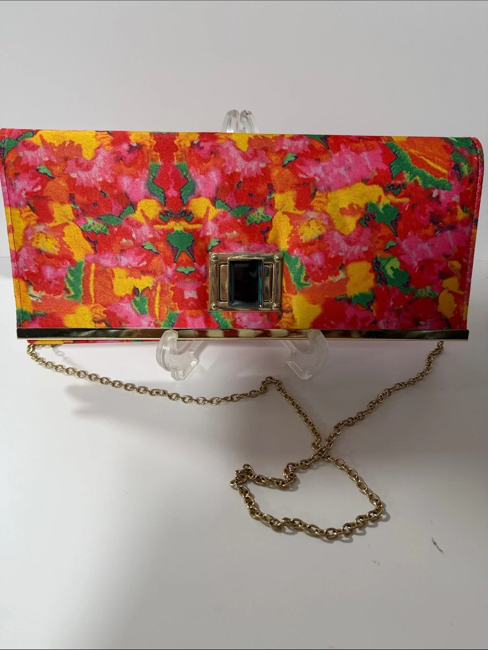 Vibrant Floral Multicolor Chain Clutch - Designer Style