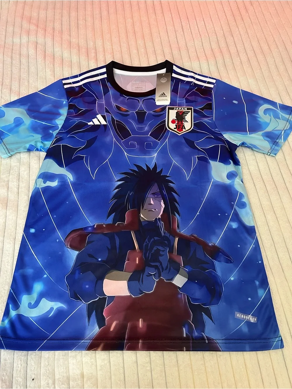 adidas Blue Graphic Anime Soccer Jersey with Japan Crest