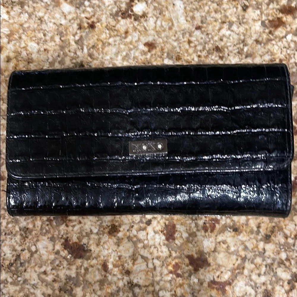 Black XOXO Crocodile Embossed Women's Clutch