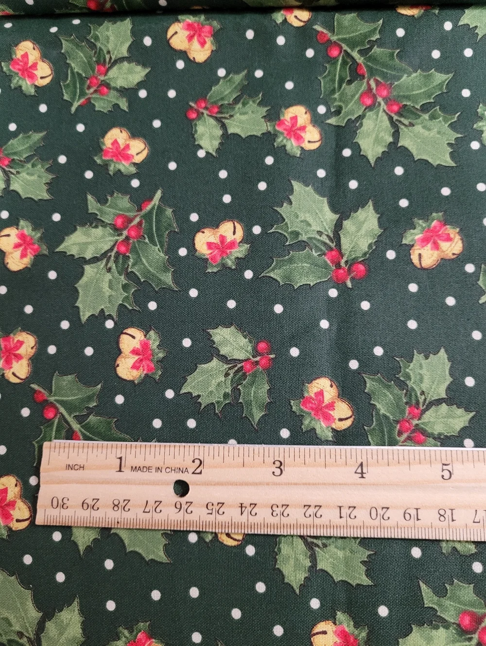 Mai Designs For Fabric Traditions Holly And Bells Cotton Fabric (0797)