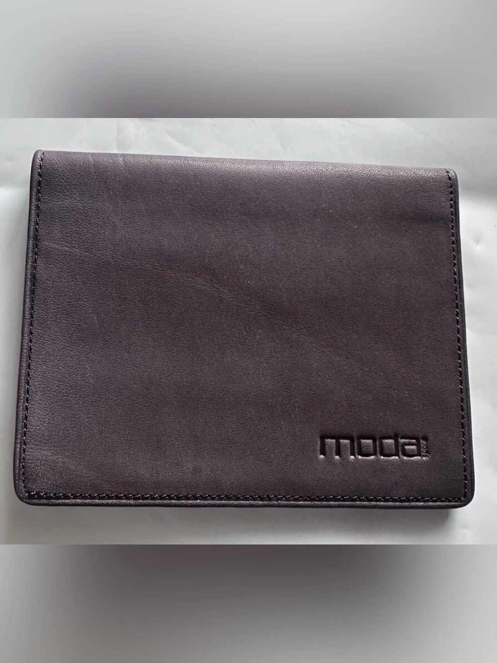 Moda Spana Minimalist Gray Bifold Card Leather Wallet Dark Gray