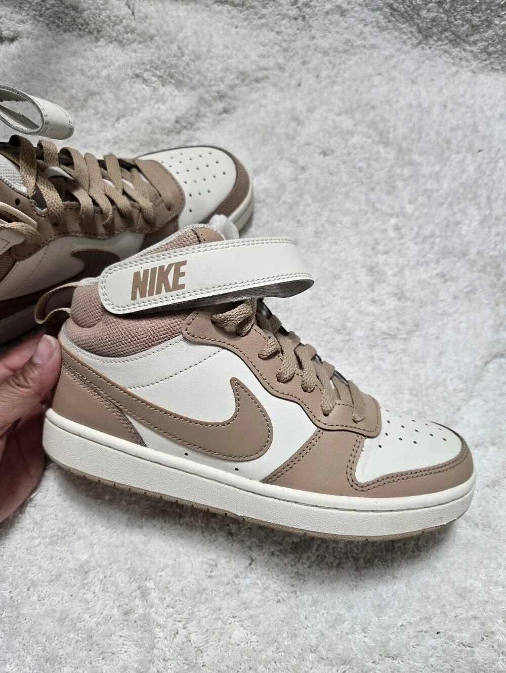 Nike Court Borough Mid 2 GS Pale Ivory Kids Youth Casual Shoes CD7782-125 Sz 5