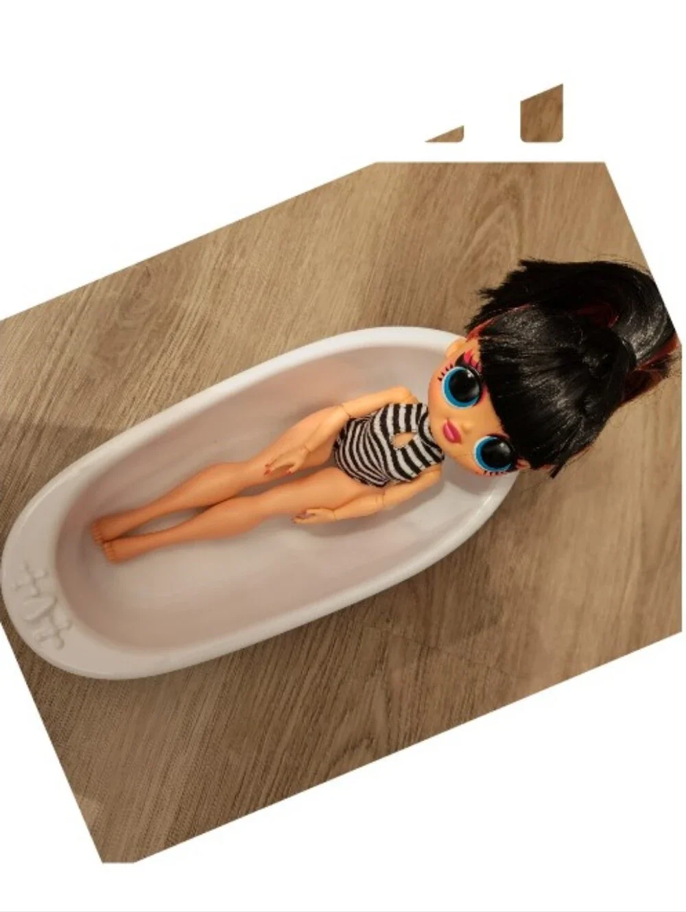 4 For $12🌀LOL Doll w Striped Swimsuit Black Hair