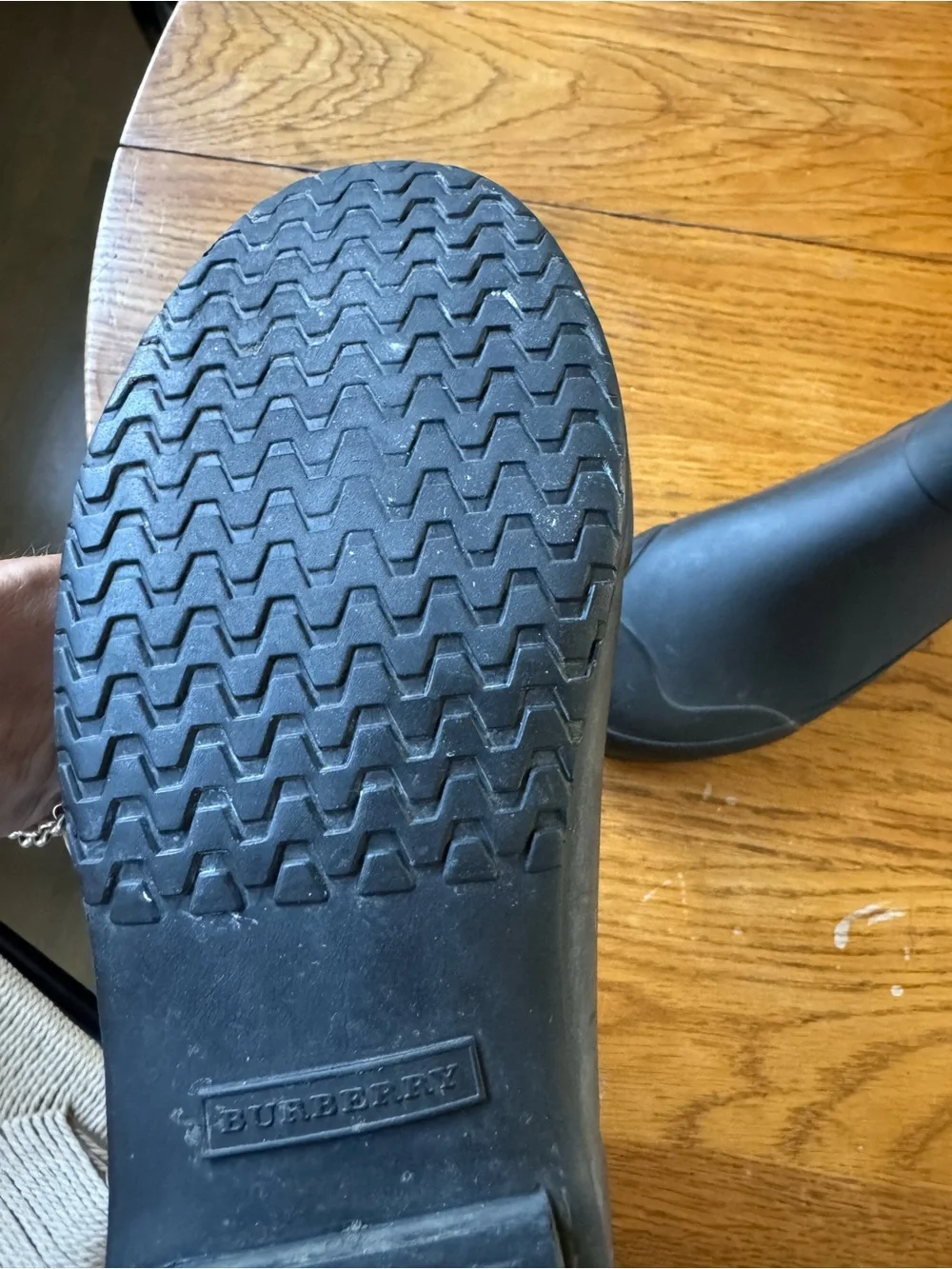 Burberry Black and Beige Plaid Rain Ankle Boots
