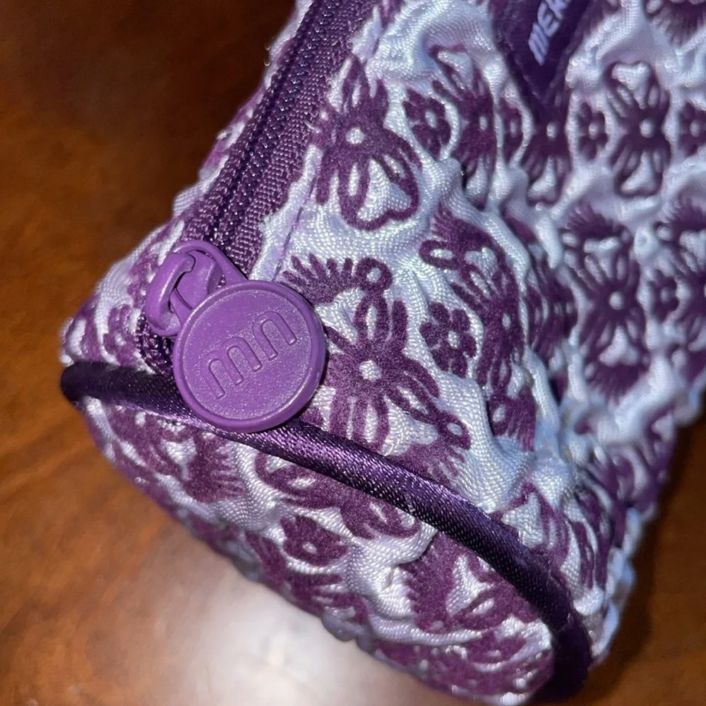 Merle Norman Purple Bow Tie Zippered Make Up Travel Bag