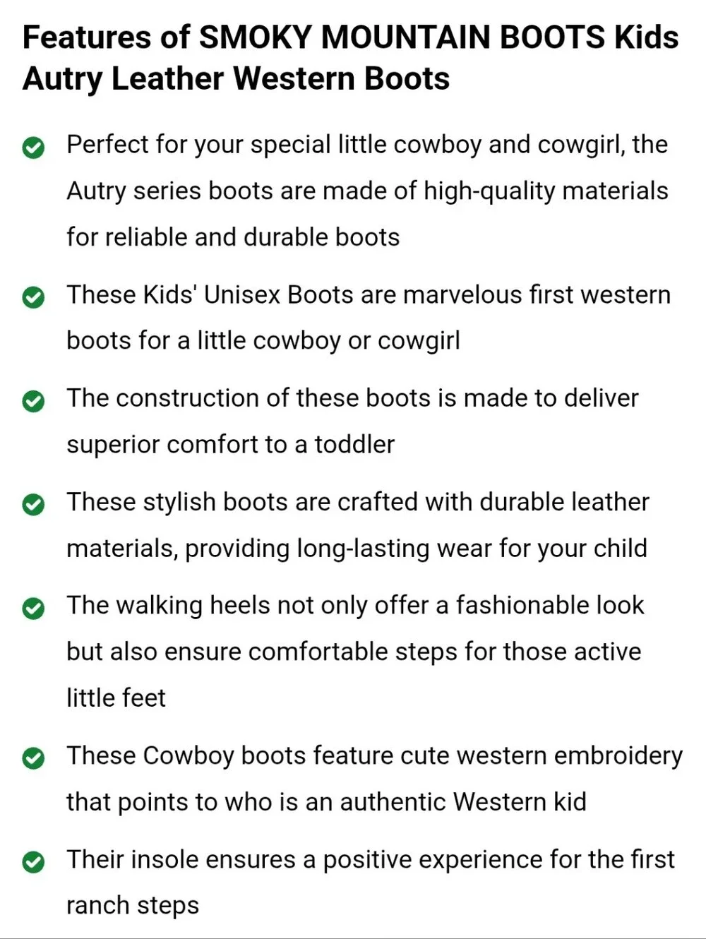 SMOKY MOUNTAIN BOOTS Kid's Autry Leather Western Boots