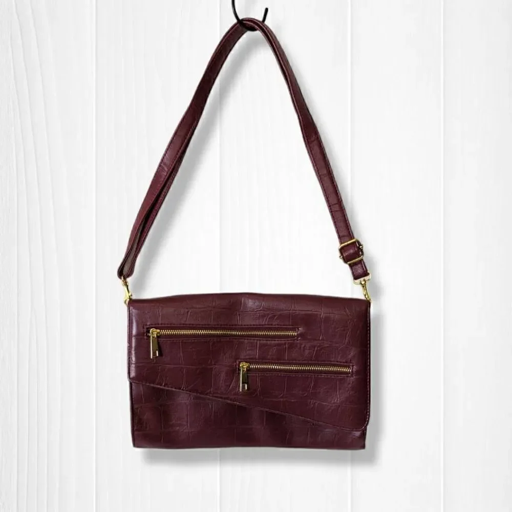 Mark Womens Clutch with Attachable Adjustable Strap Sling Bag Flap Closure Maroo