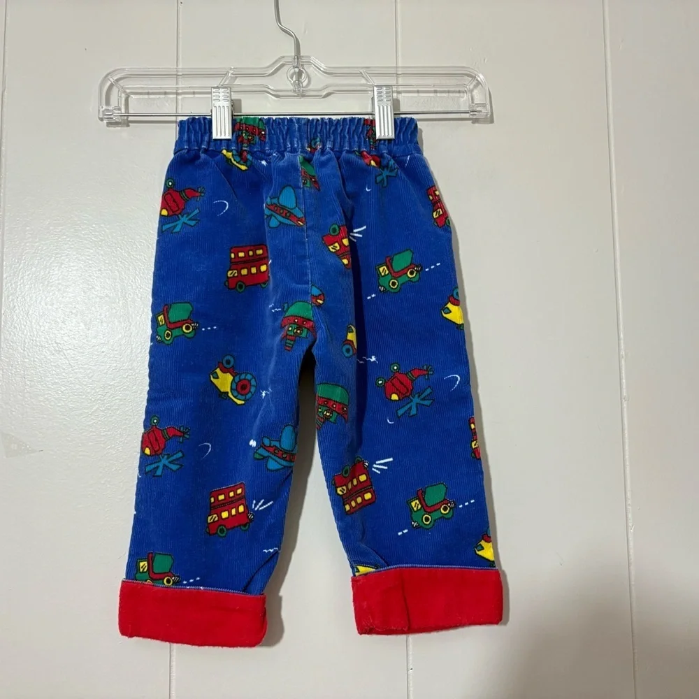 Vintage OshKosh B’gosh USA Transportation Print Corduroy Pants Toddler 24M Blue