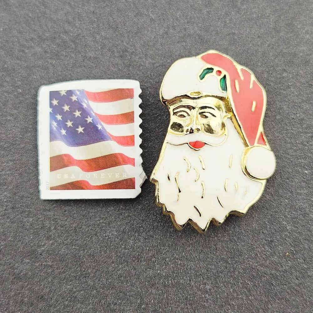 Vintage Santa Clause Large Brooch Pin Christmas Festive Holiday Party Accessory