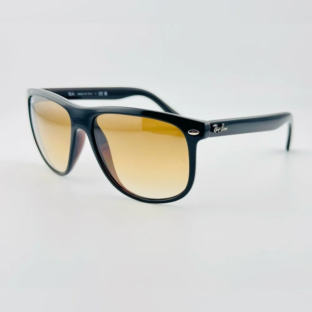 Ray-Ban Boyfriend Sunglasses RB4147 Polished Black On Brown Square Gradient lens