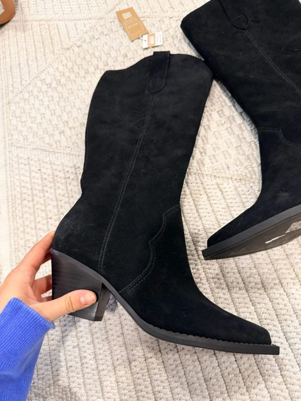 Dolce Vita Regy Western Wide Calf Boot in Black Suede