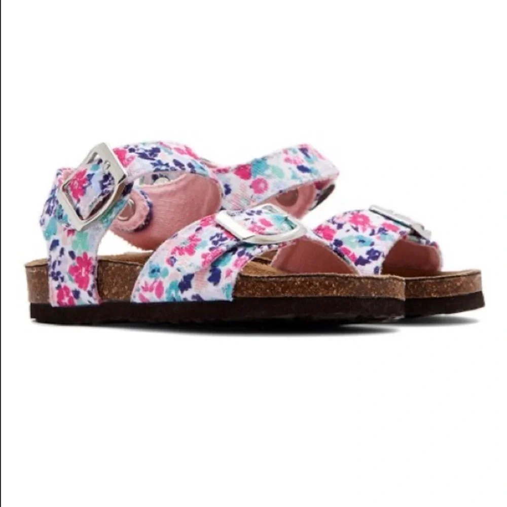 Joules Floral Sandals – Pink & Purple Flower Print (Girls Size 4)