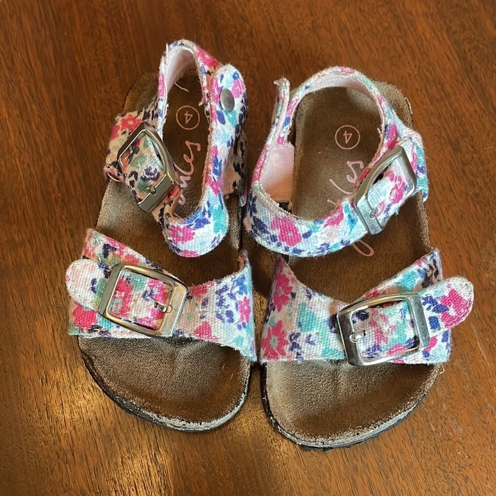 Joules Floral Sandals – Pink & Purple Flower Print (Girls Size 4)