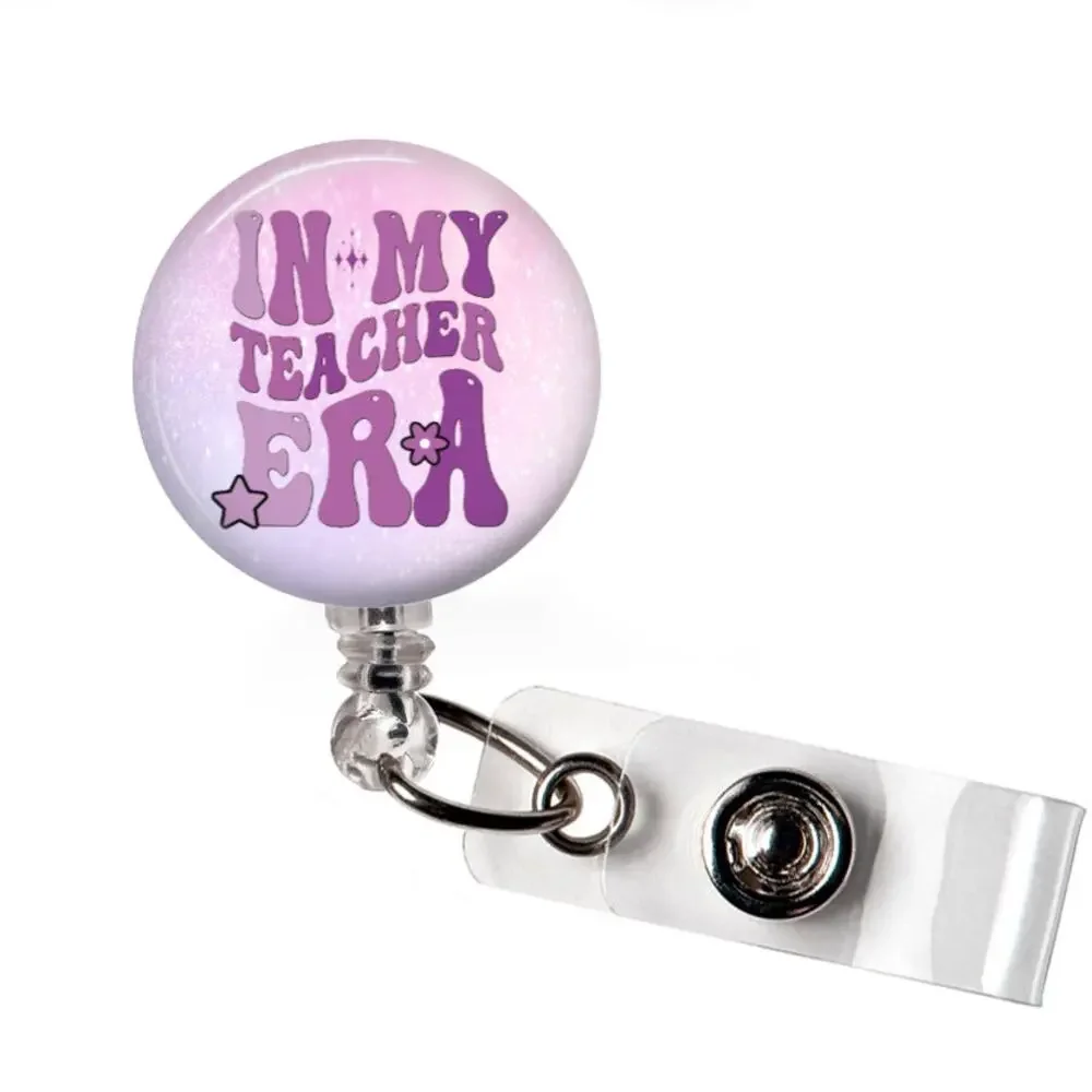 In My Teacher Era Badge Reel Teacher Retractable ID Holder Purple Gift